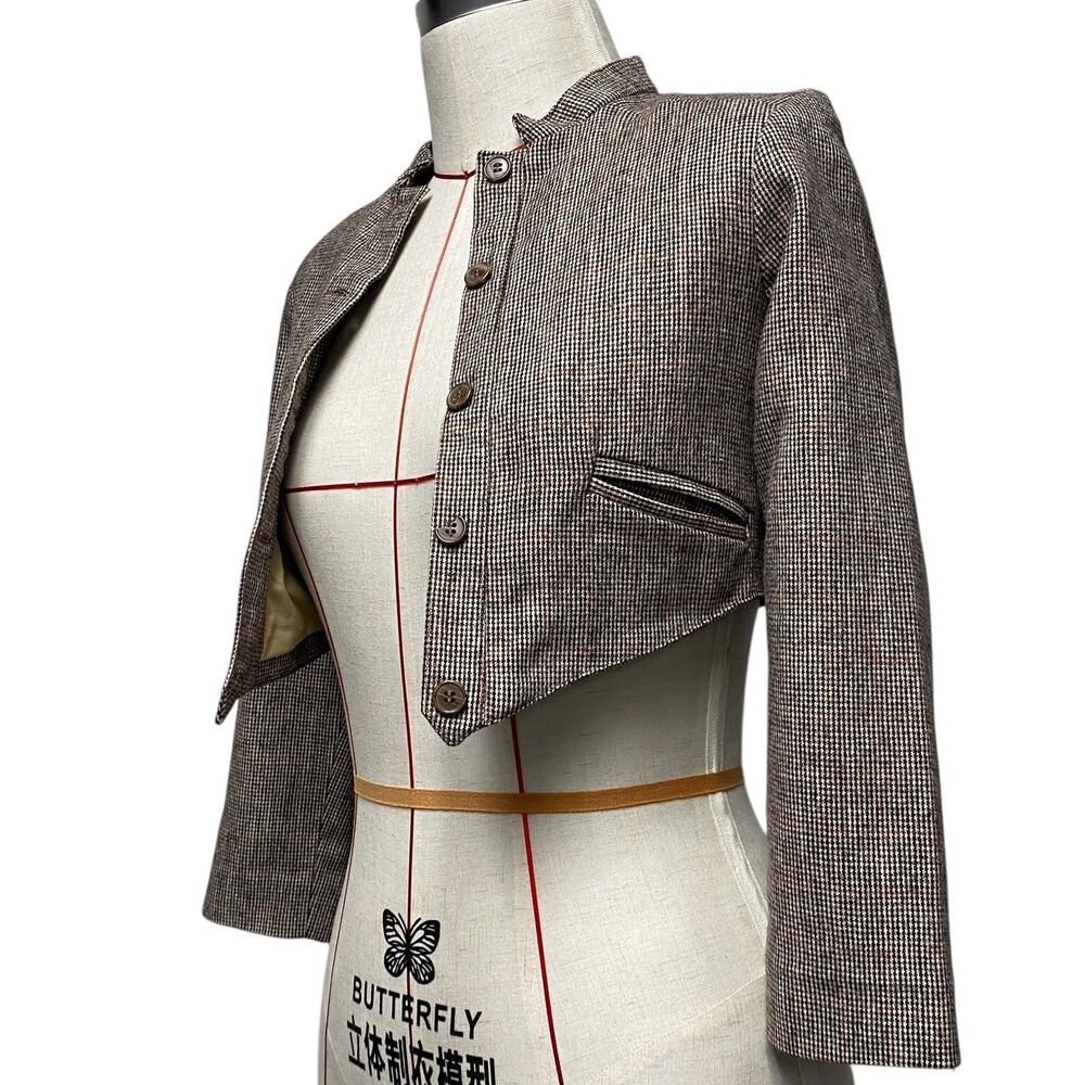 Vintage Pierre Balmain Womens Size 10 Wool Blend Plaid Cropped Jacket